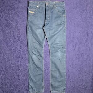 Diesel Krooley Regular Slim-Carrot Jeans Blue Grey Coated Wash Mens 32x34 Nice!